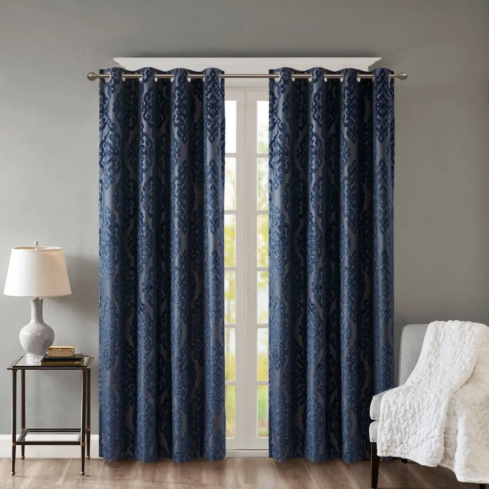 Total Blackout Polyester Damask Grommet Curtain Panel