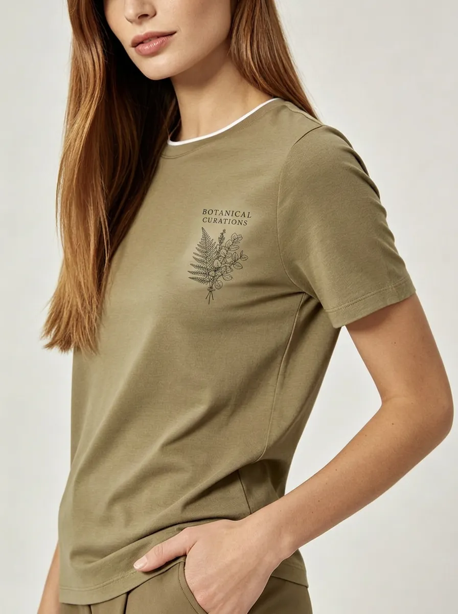 Women's Nature Lover Botanical Fern Eucalyptus Printed T-shirt