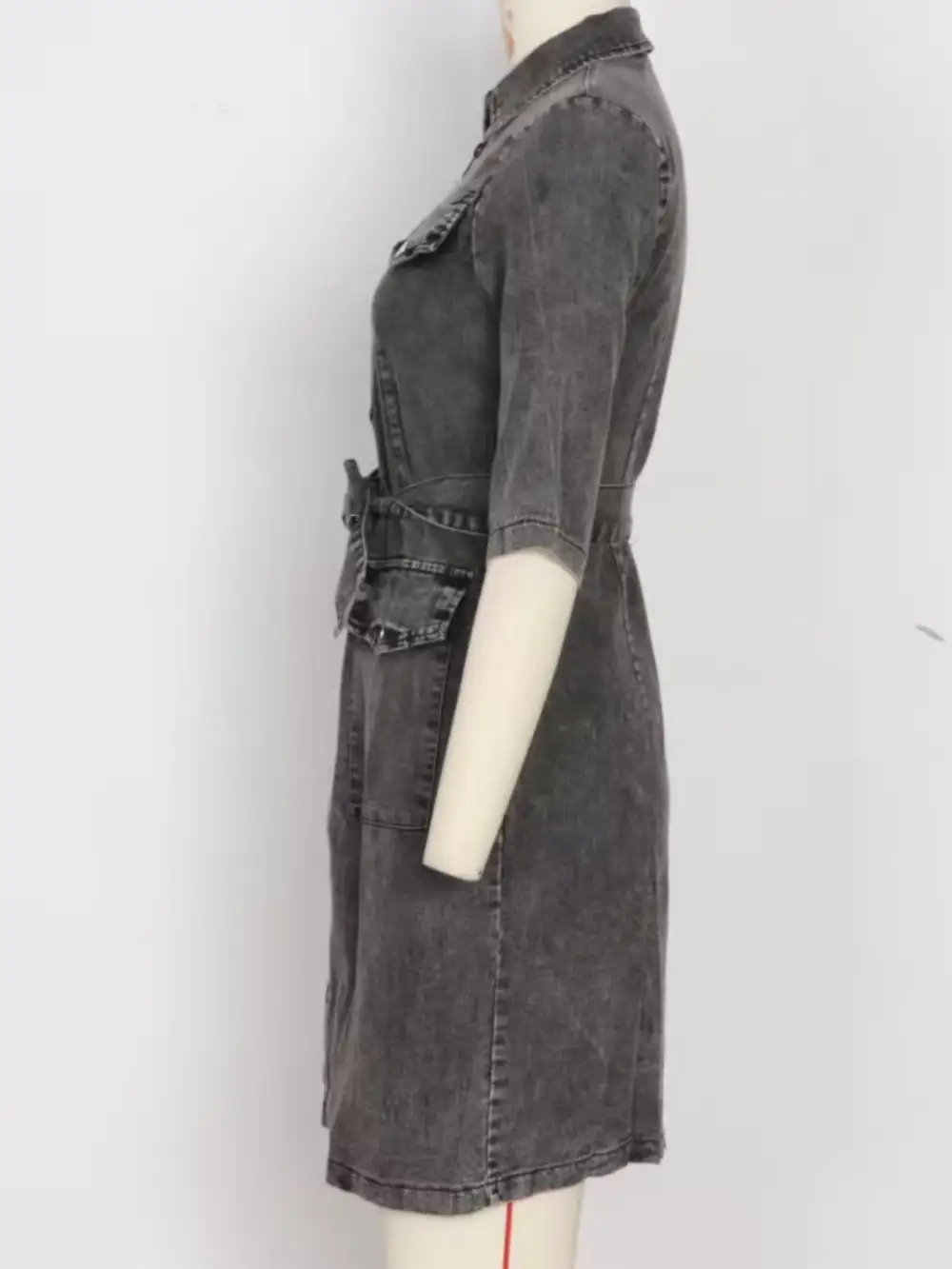 Short-Sleeve Denim Casual Dress