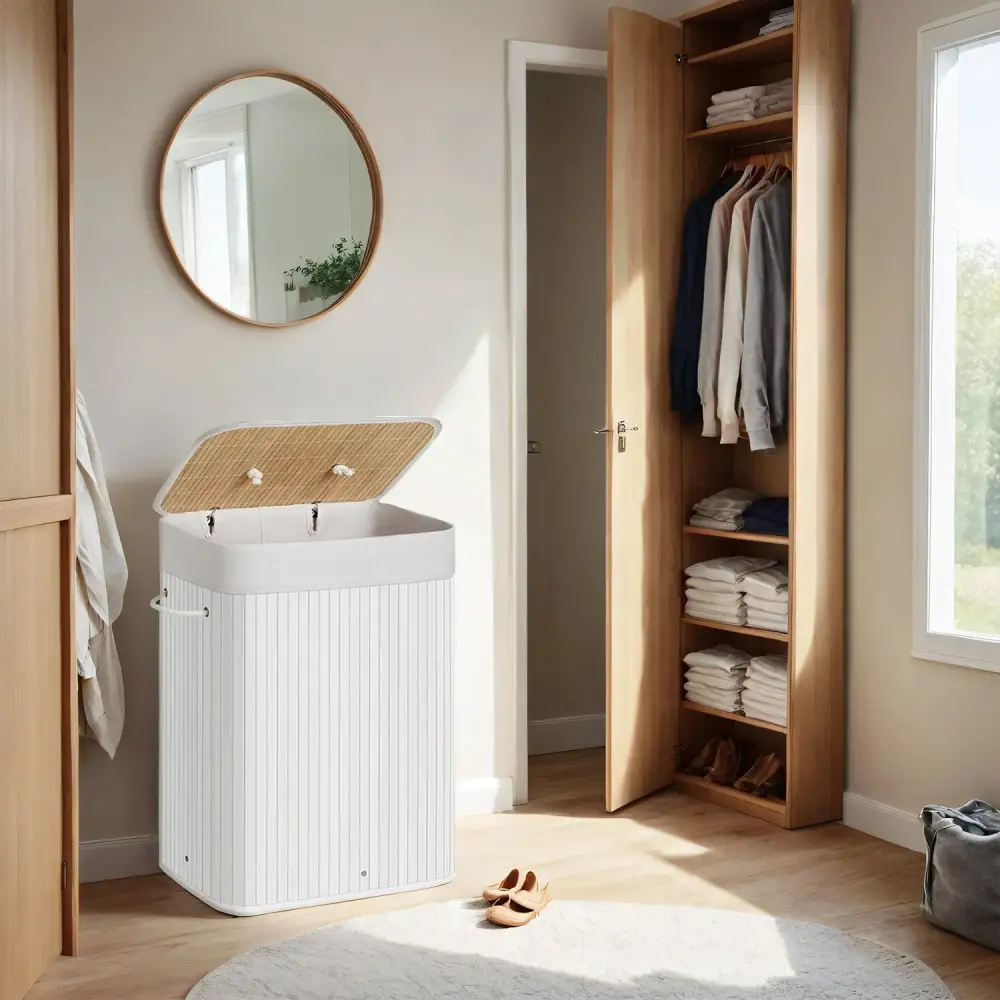 Weekend Lidded Bamboo Foldable Laundry Storage Hamper