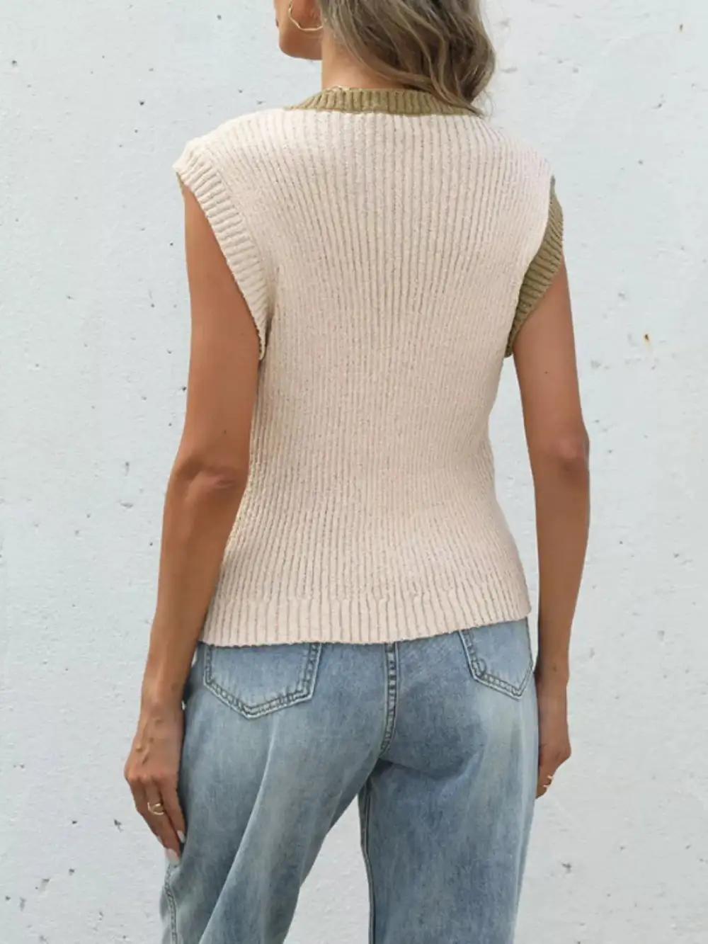 Two-Tone Button Up Cardigan