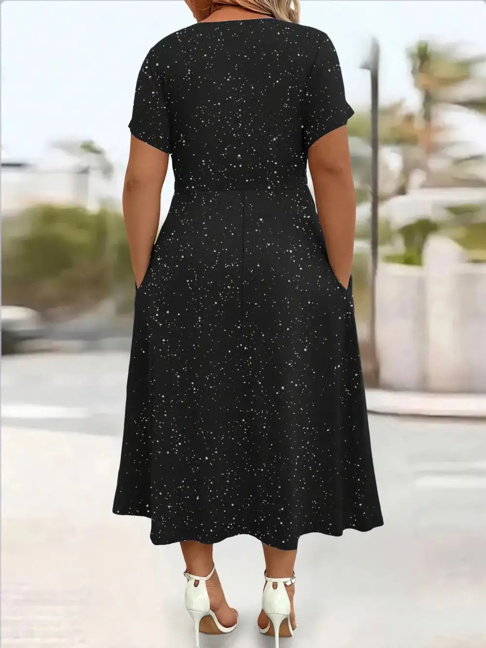 Glitter Flutter Sleeve Midi Dress