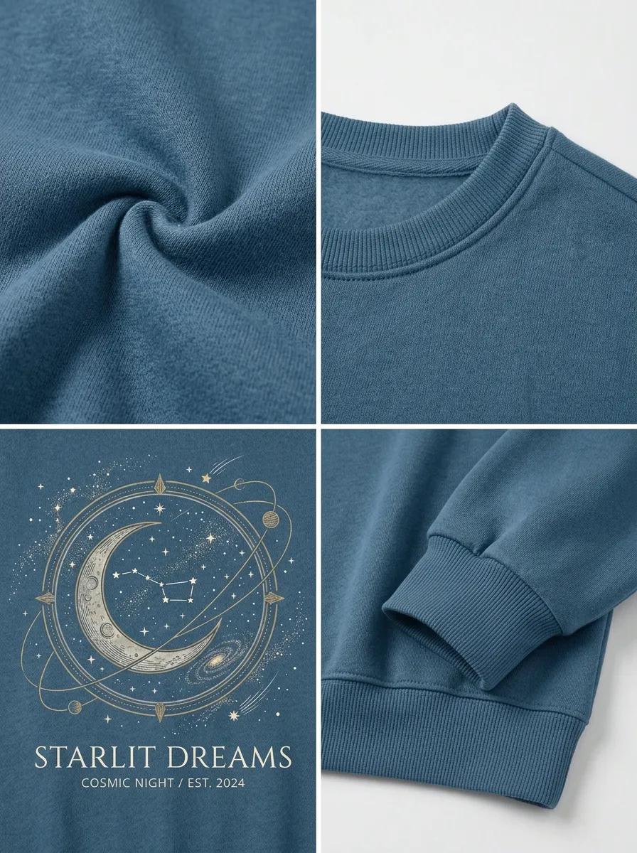 Women's Celestial Starlit Dreams Moon Constellation Printed T-shirt