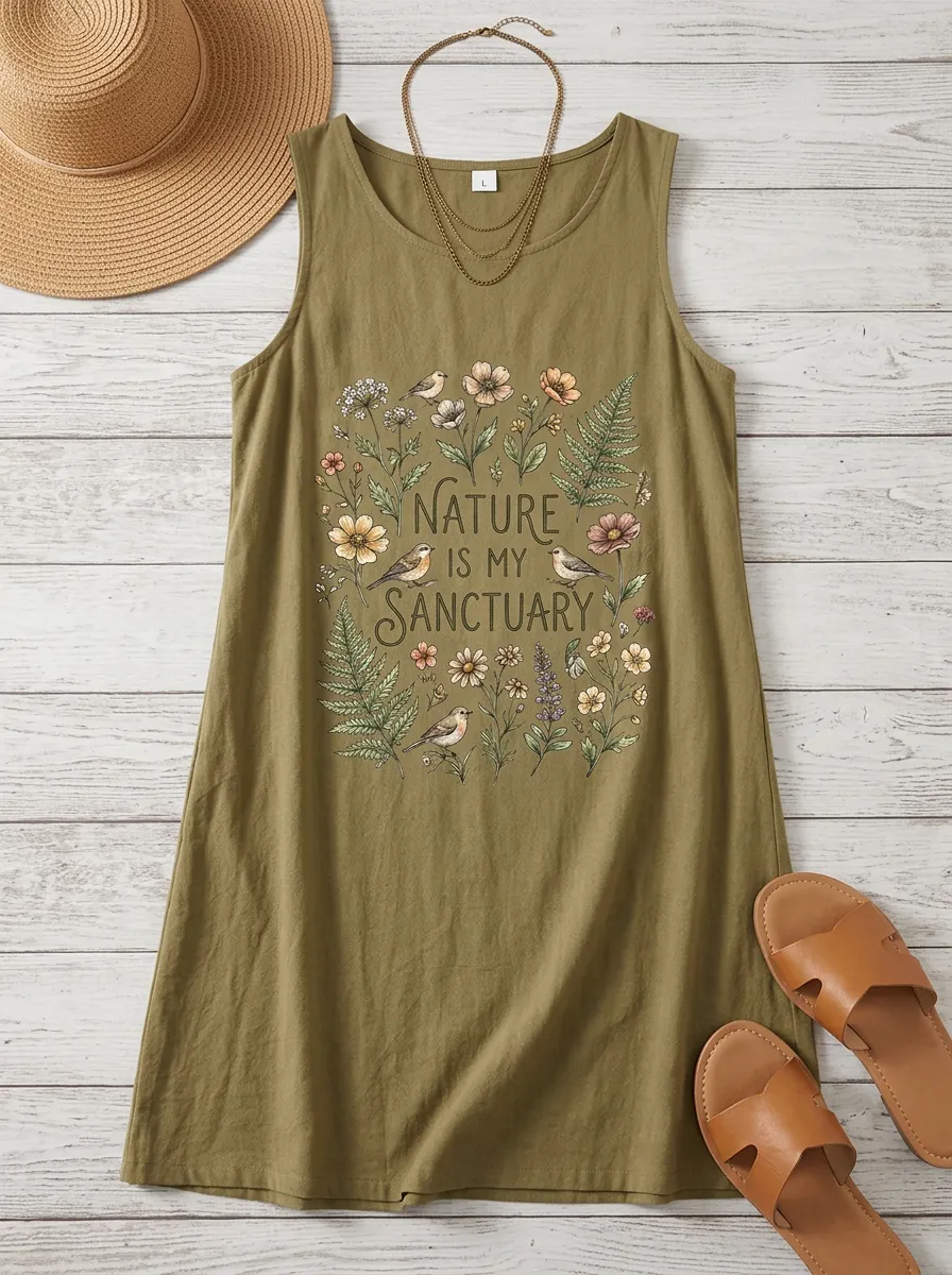 Nature Lover Floral Bird Tank Top