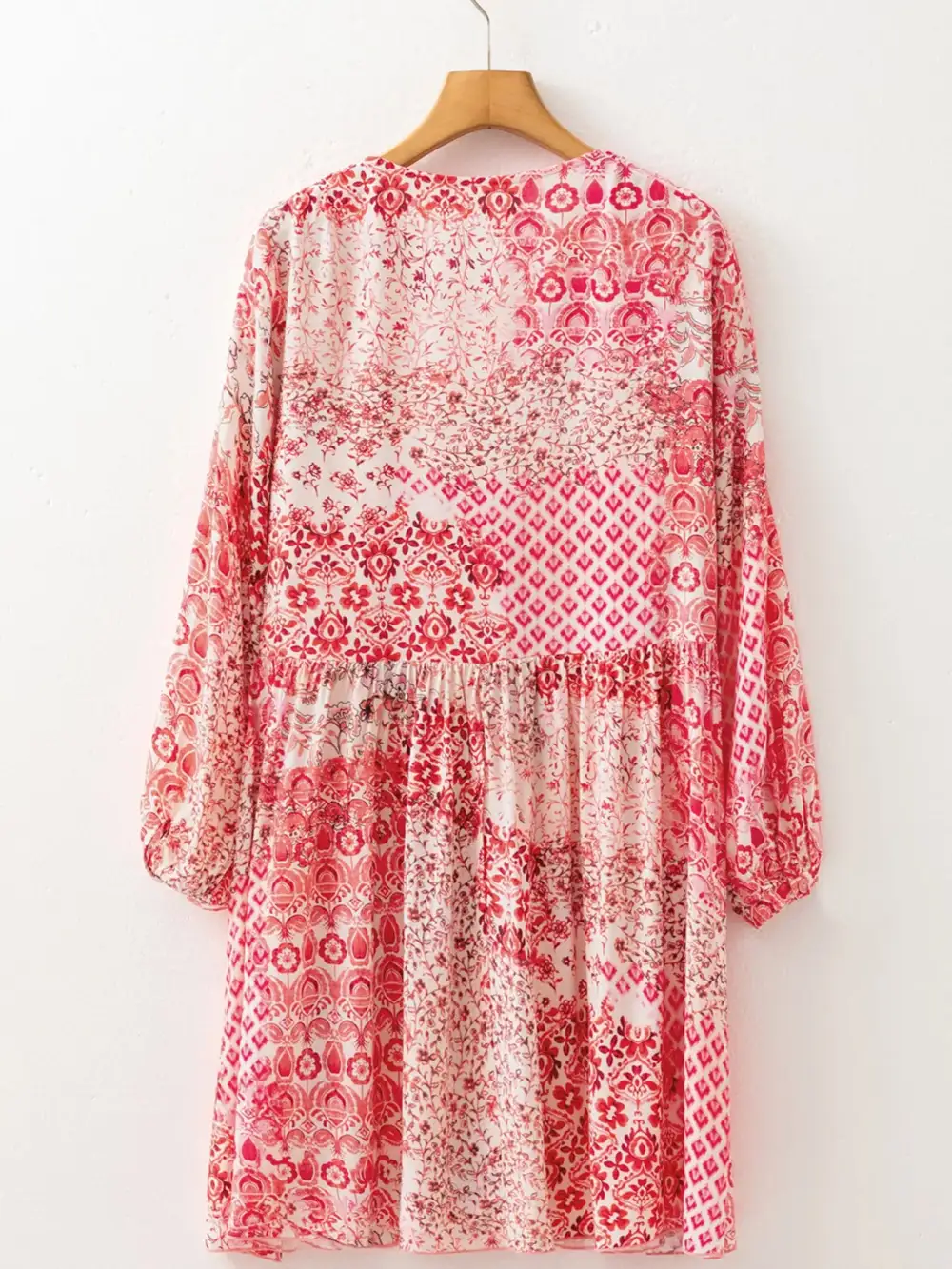 Clean Line Printed Long Sleeve Mini Dress