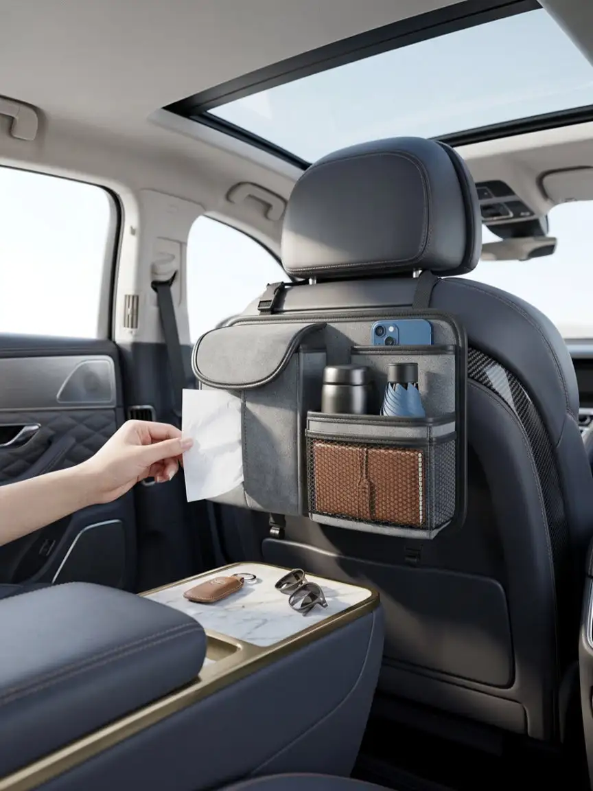 Car Back Seat Organizer Grey