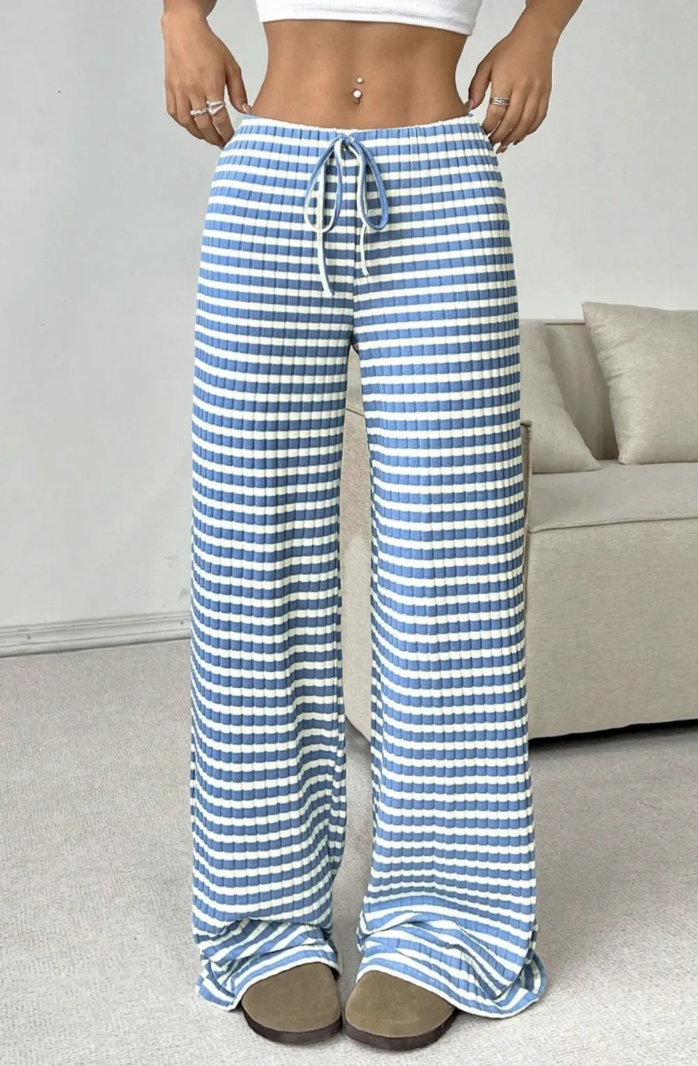 Striped Minimal Wide Leg Pants