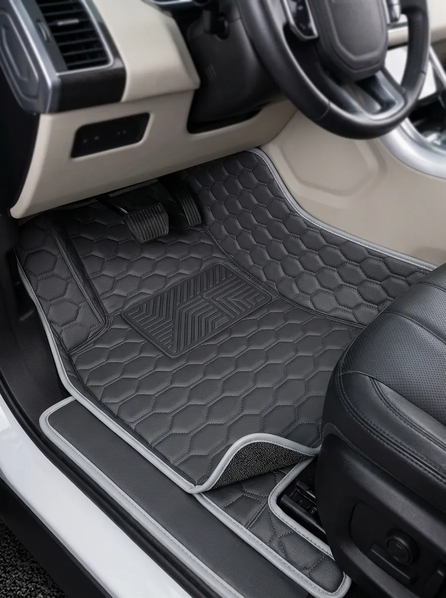 Modern Hexagon Embossed Car Floor Mats