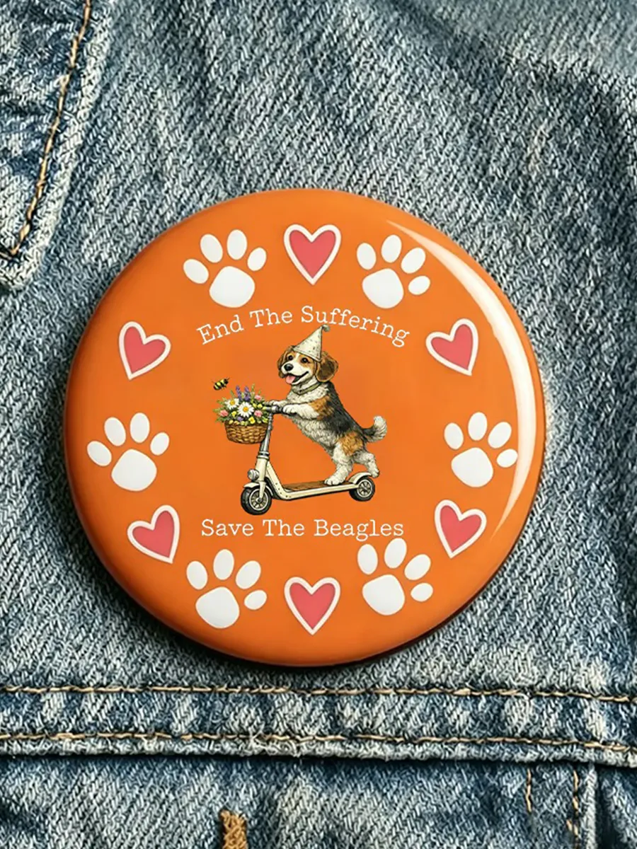 Unisex Save The Beagles Print Pin-back Button