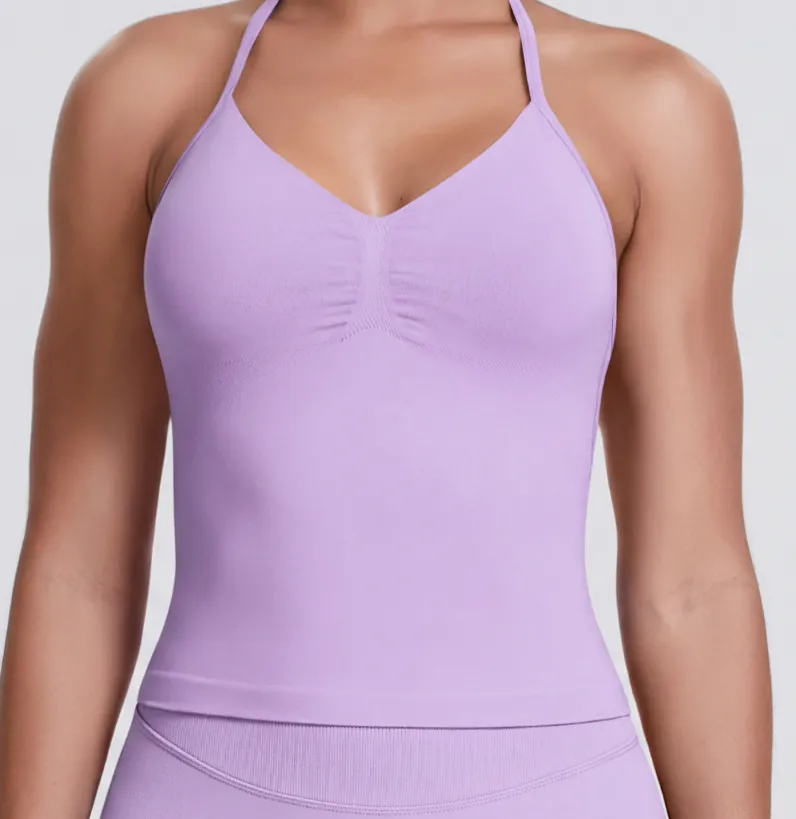 Women's Ruched V-Neck Halter Tank
