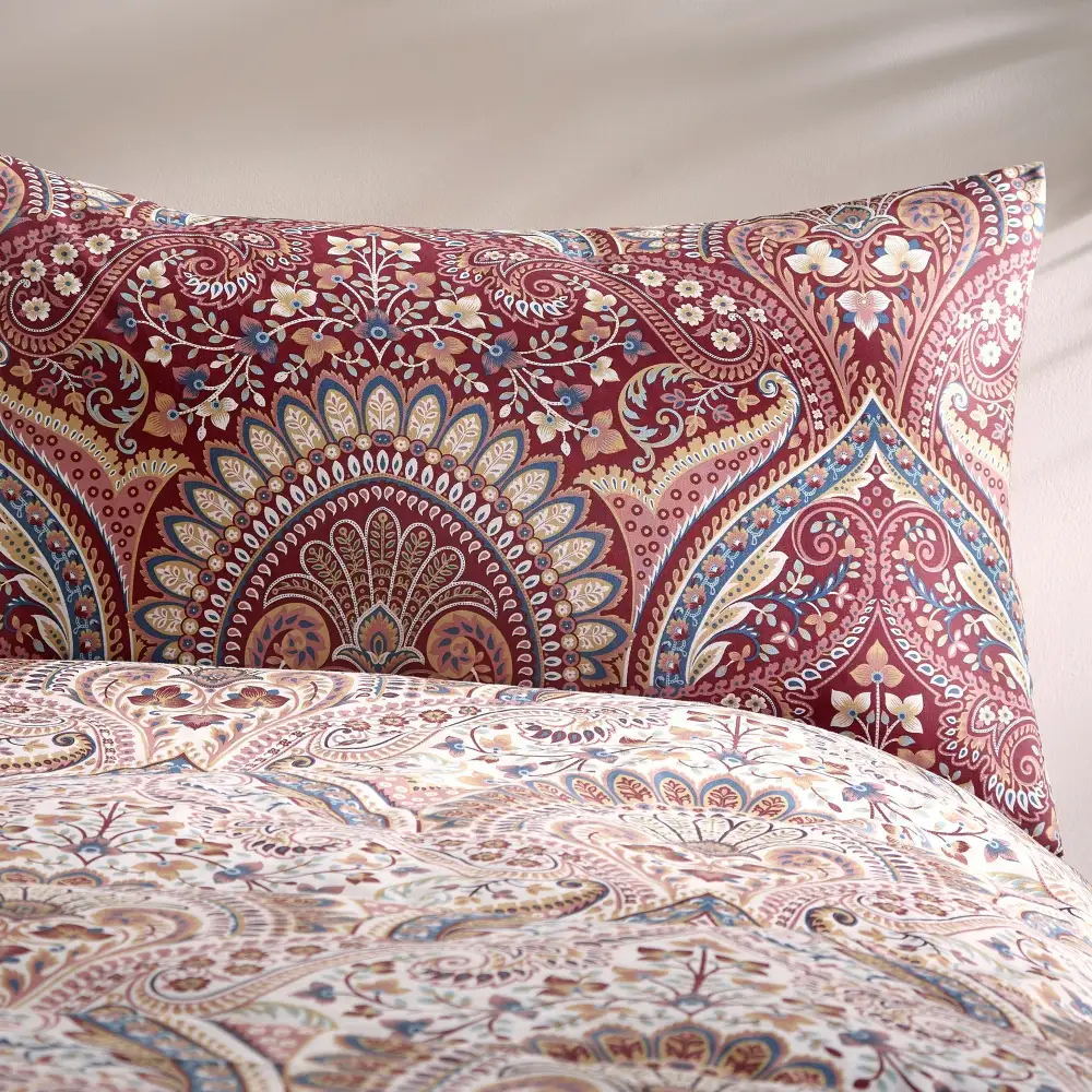 Reversible Jacobean Damask Cotton Duvet Cover Set