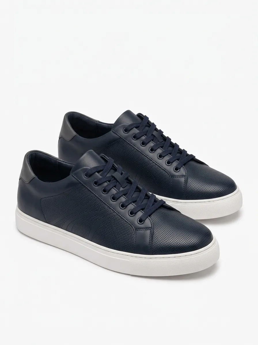 Men's Minimalist Perforated Leather Printed Casual Shoes