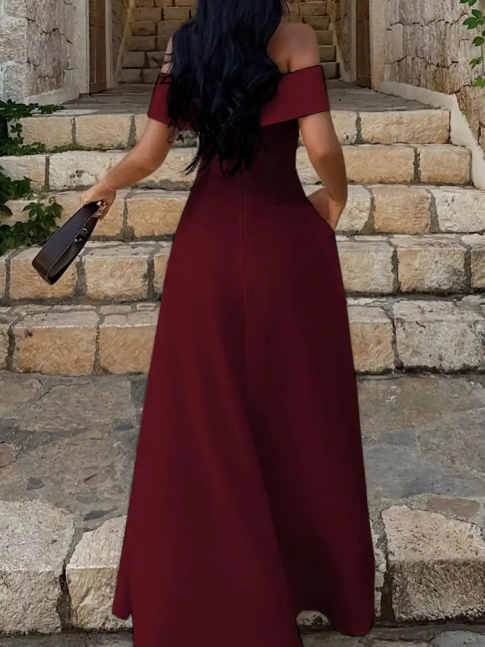 Off Shoulder A Line Maxi Dress
