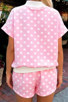 Refined Refined Polka-Dot Top and Shorts Matching Set