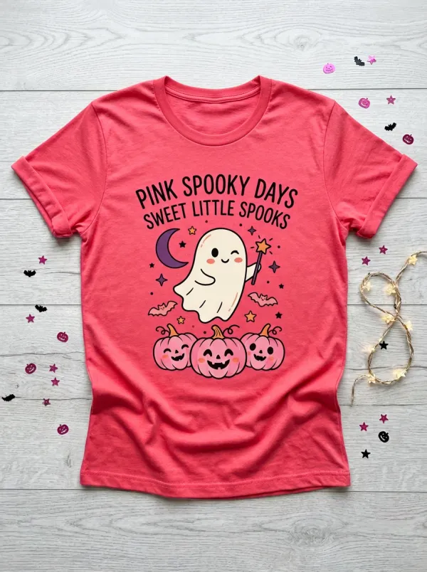 Moonlit Ghost Halloween Graphic T-Shirt