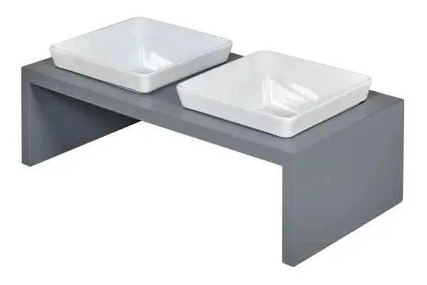 Modern Wooden Double Pet Feeder