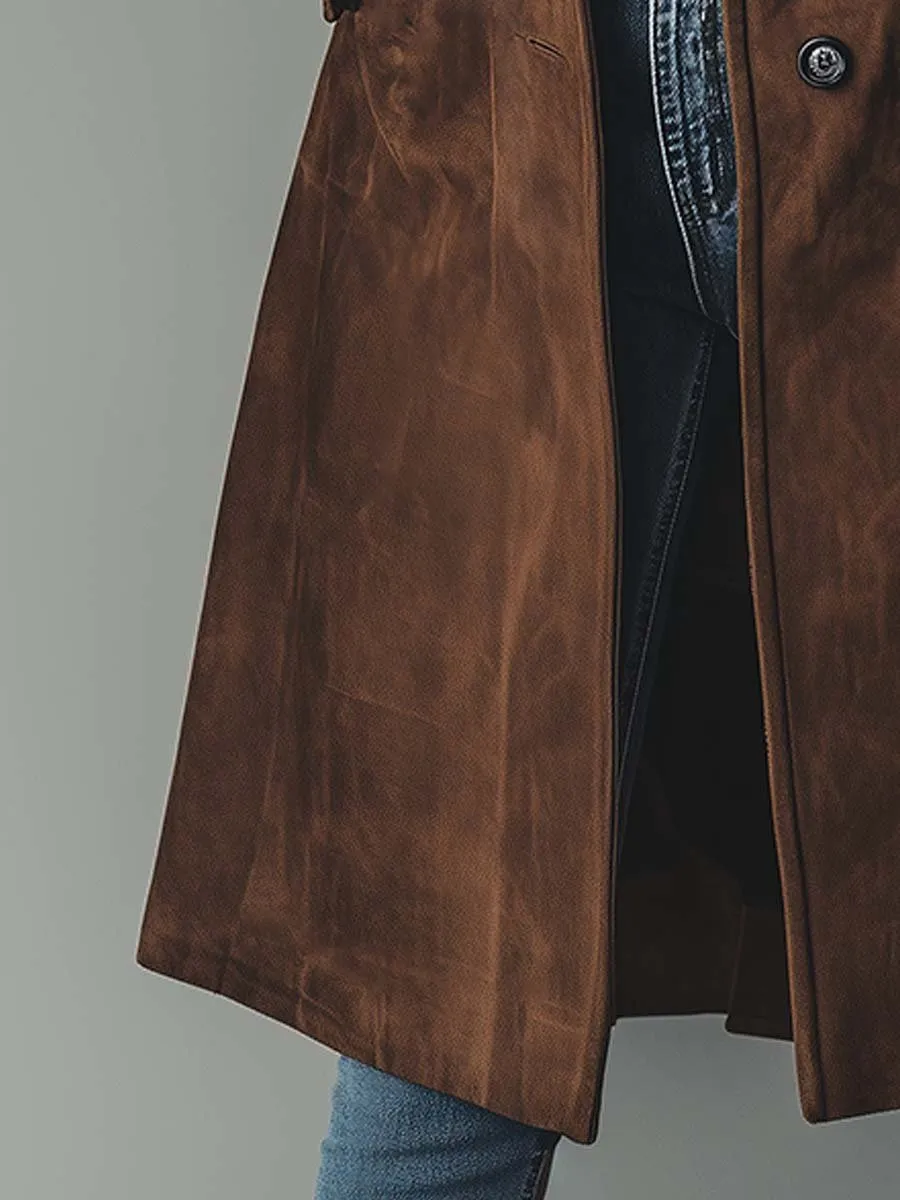 Suede Vintage Boho Trench Coat