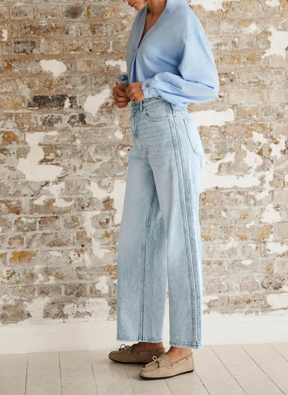 Casual Style Barrel Leg Jeans