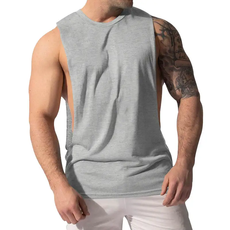 Men's Muscle Shirt With Extra Deep Arm Openings And Breathable Cotton Blend