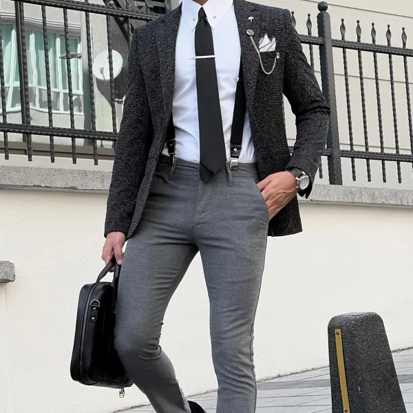 Classic Slim Fit High Quality Mono Collar Knitted Blazer