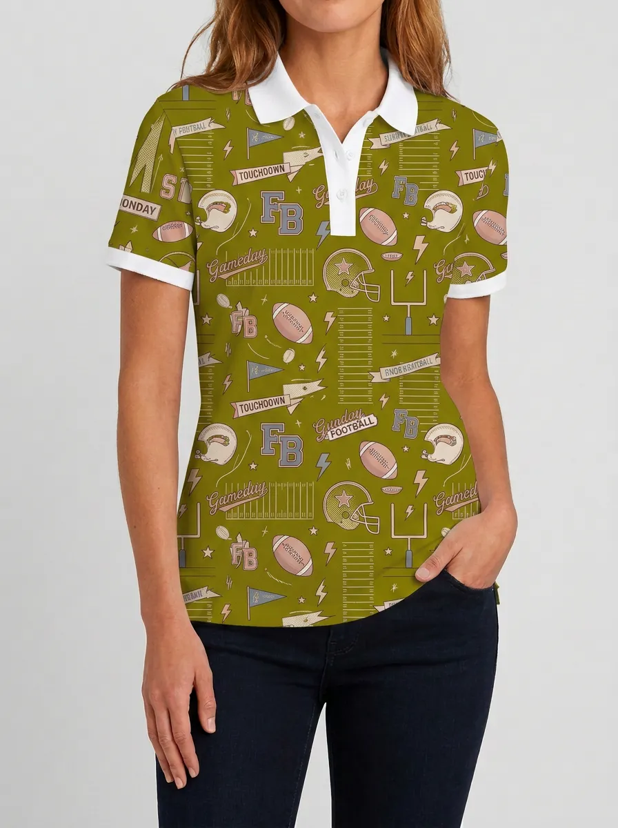 Football Gameday Helmet Graphic Polo Shirt