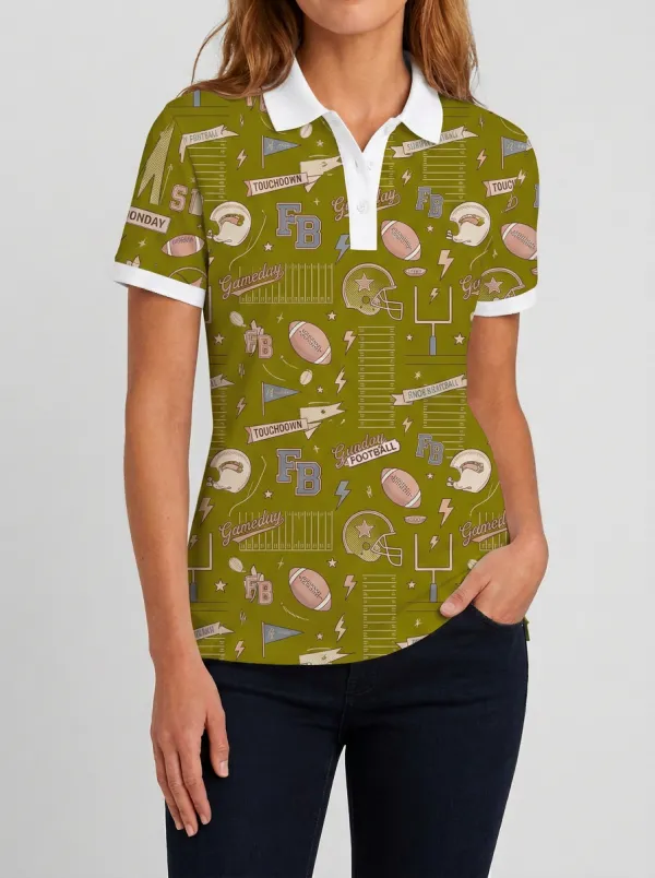 Football Gameday Helmet Graphic Polo Shirt