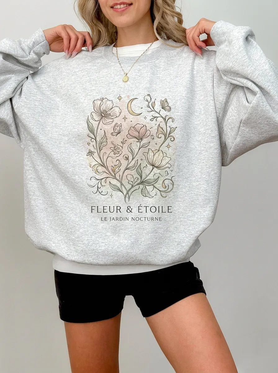 Women's Botanical Moon Floral Printed Sweatshirt