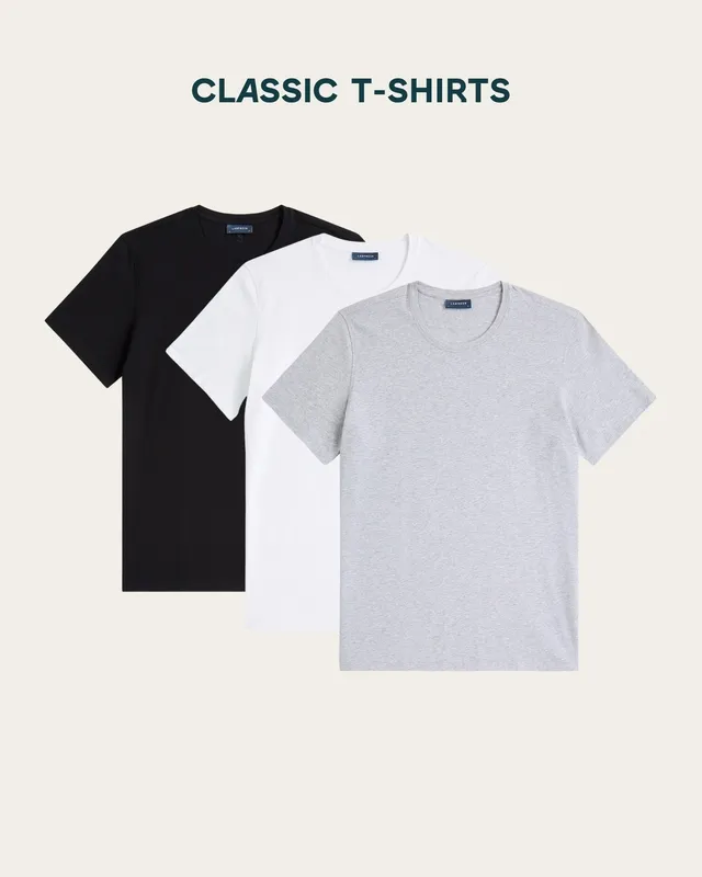 T-Shirt 3-Pack Bundle White & Black & Light Grey