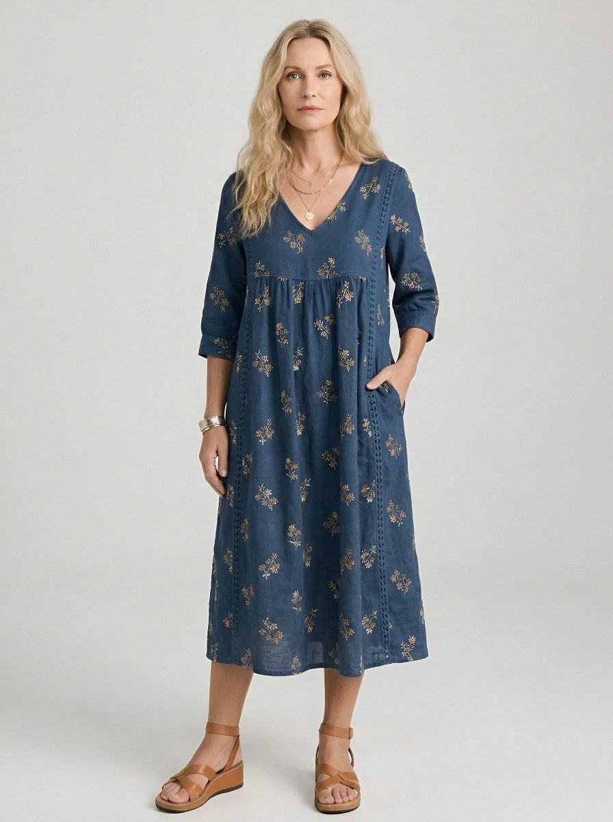 Women's Summer Vacation Floral Pattern Printed Midi Dress