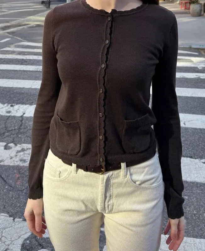 Brown Button Front Cardigan