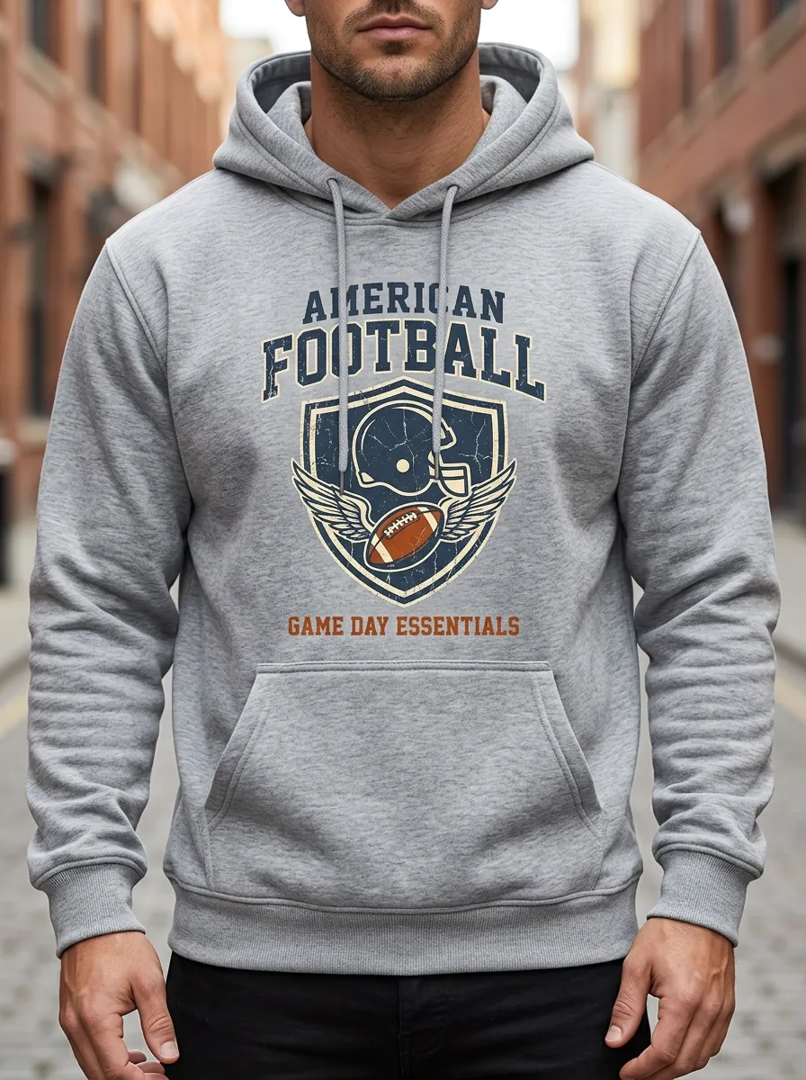 Men's American Football Lover Winged Helmet Printed Hoodie