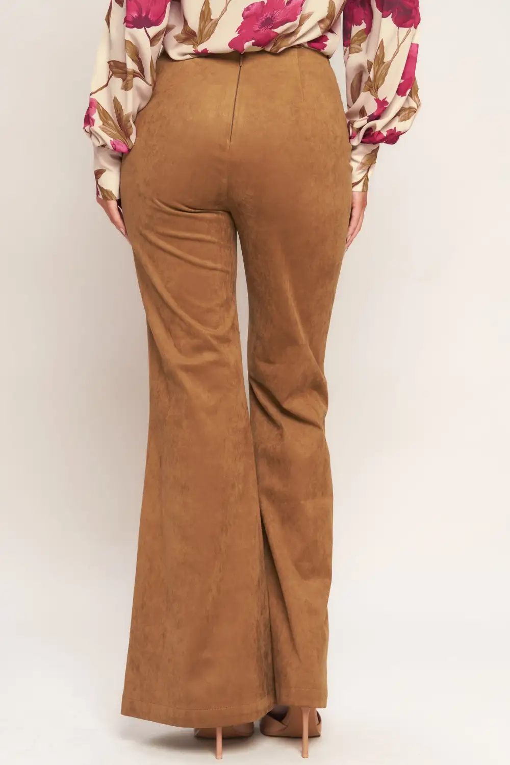 Faux Suede Flared Pants