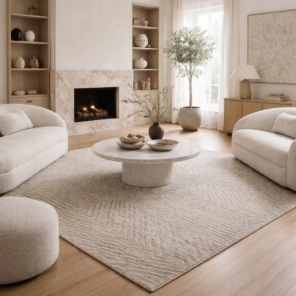 Textured Wool Blend Square Carpet