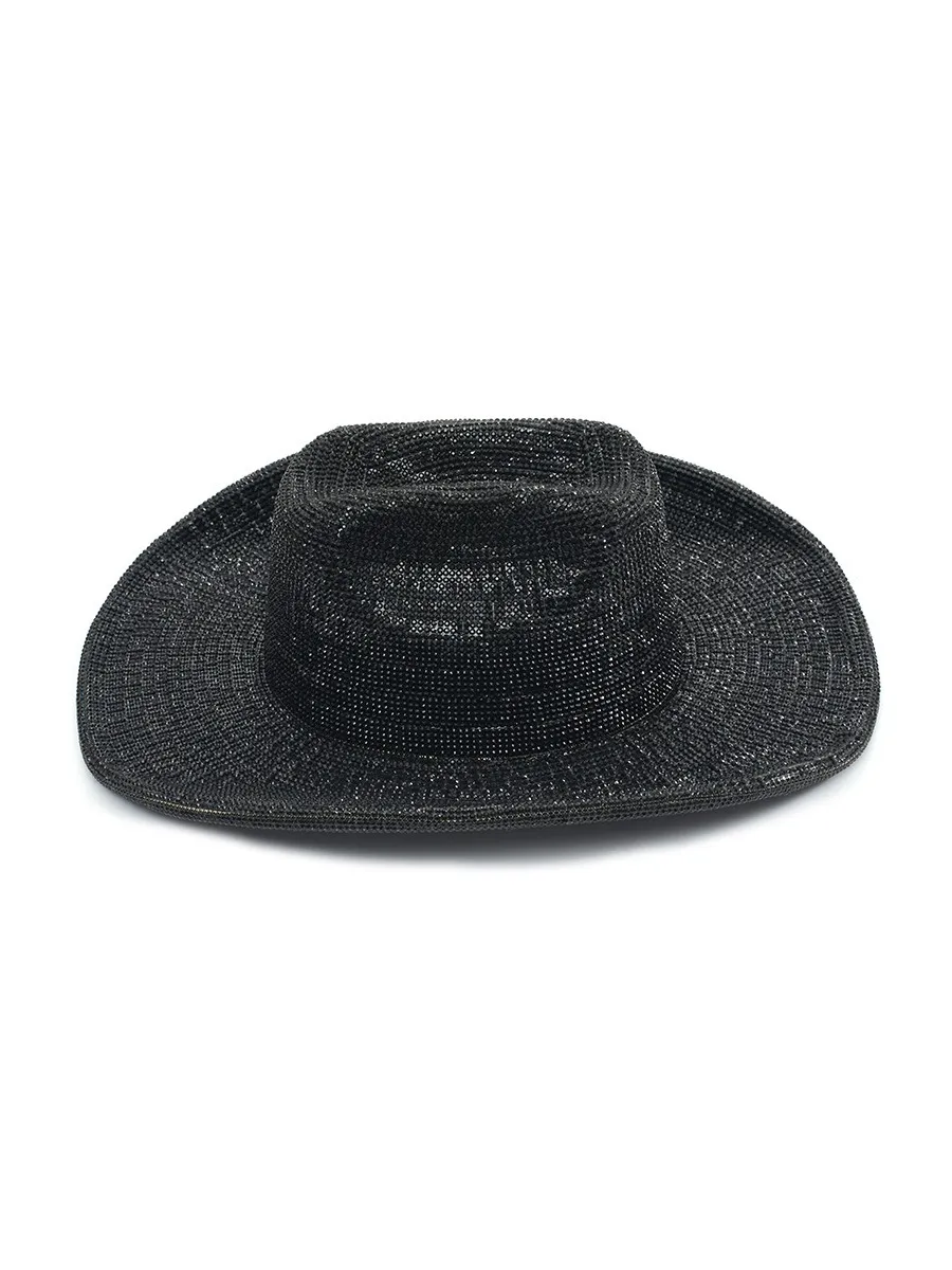 Keira Black Rhinestone-Embellished Fedora