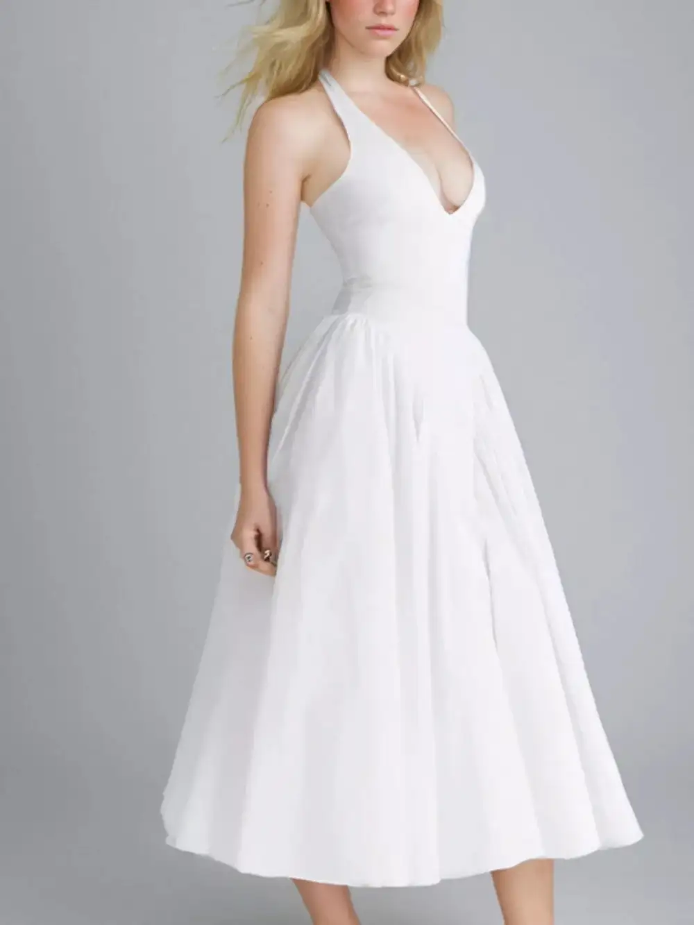 Halter Neck Midi Dress with Pockets