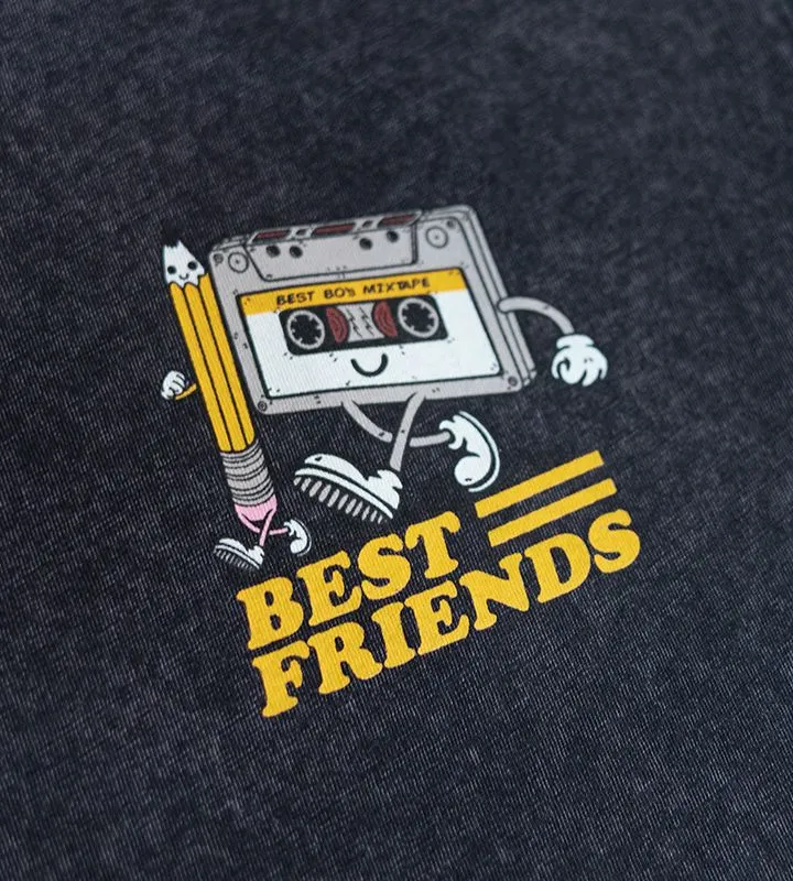 Best Friends Pattern Crew Neck T-Shirt