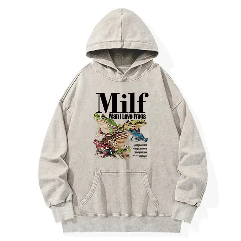 Man I Love Frogs Meme Washed Hoodie