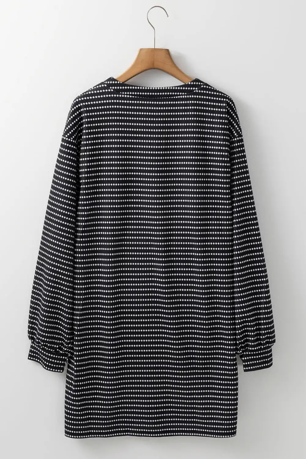 Striped V-Neck Puff Sleeve Mini Dress
