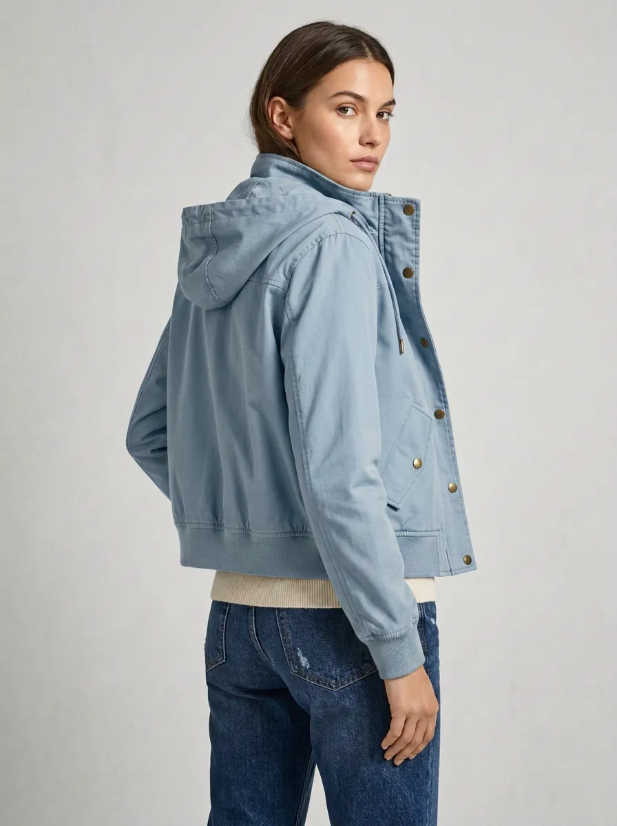 Hooded Utility Bomber Women's Casual Jacket