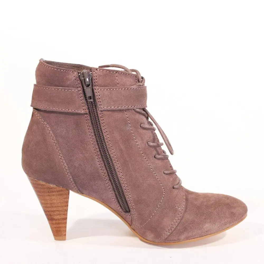 Suede Buckle Lace Up Ankle Boots