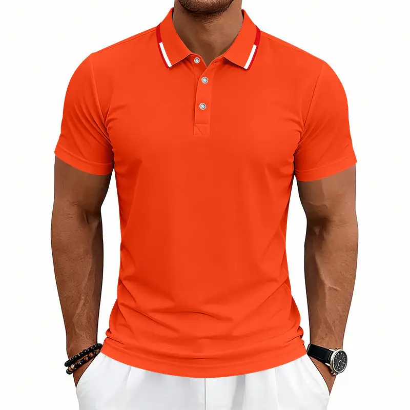 Pique Contrast Trim Short Sleeve Tailored Polo Shirt