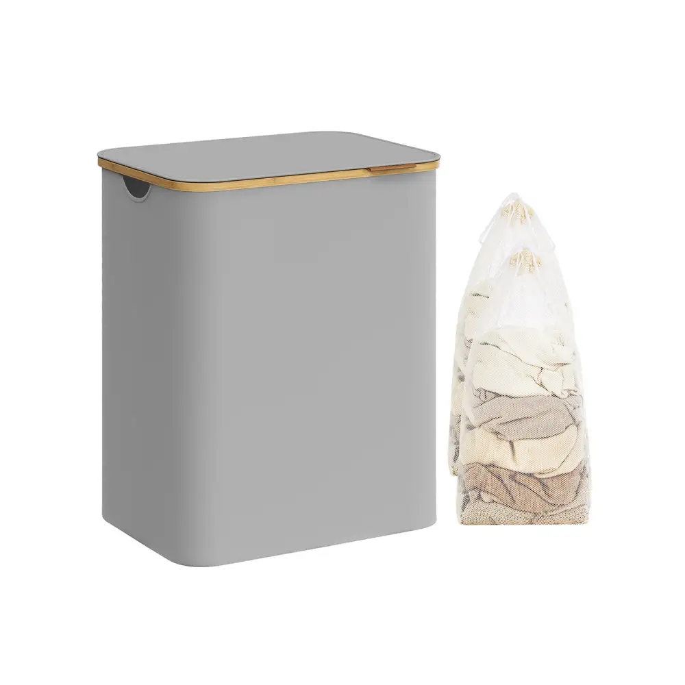 Double Compartment Lidded Laundry Storage Basket