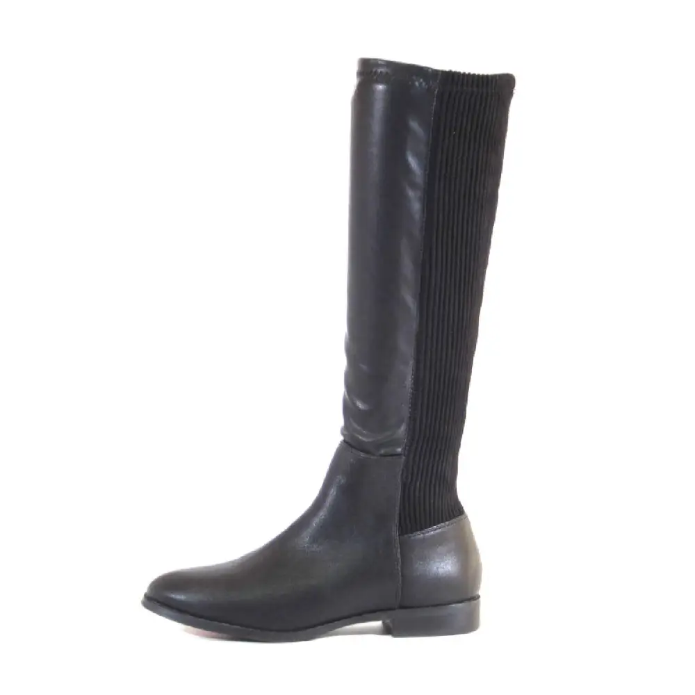 Stretch Back Pull On Knee High Boots