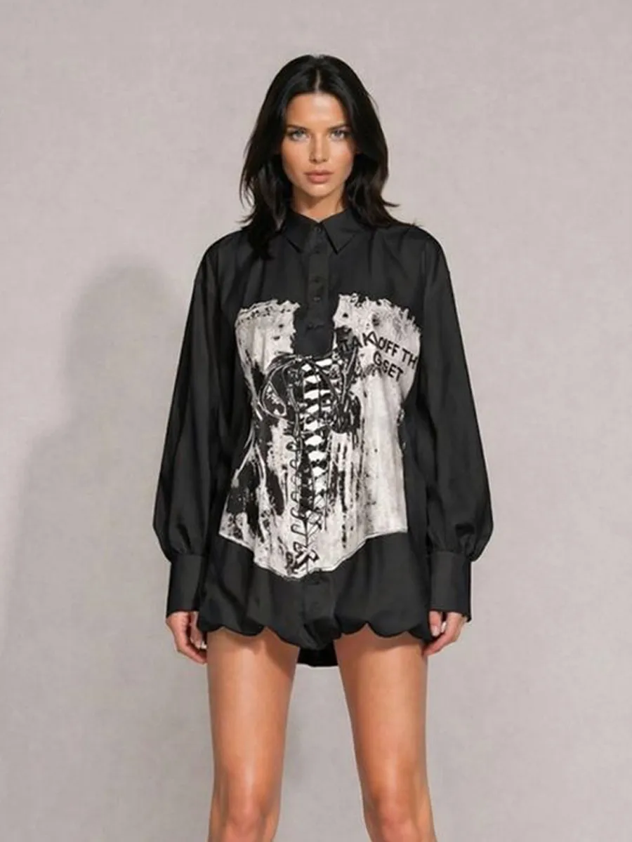 Alaina Niche-Style Printed Long-Sleeve Shirt