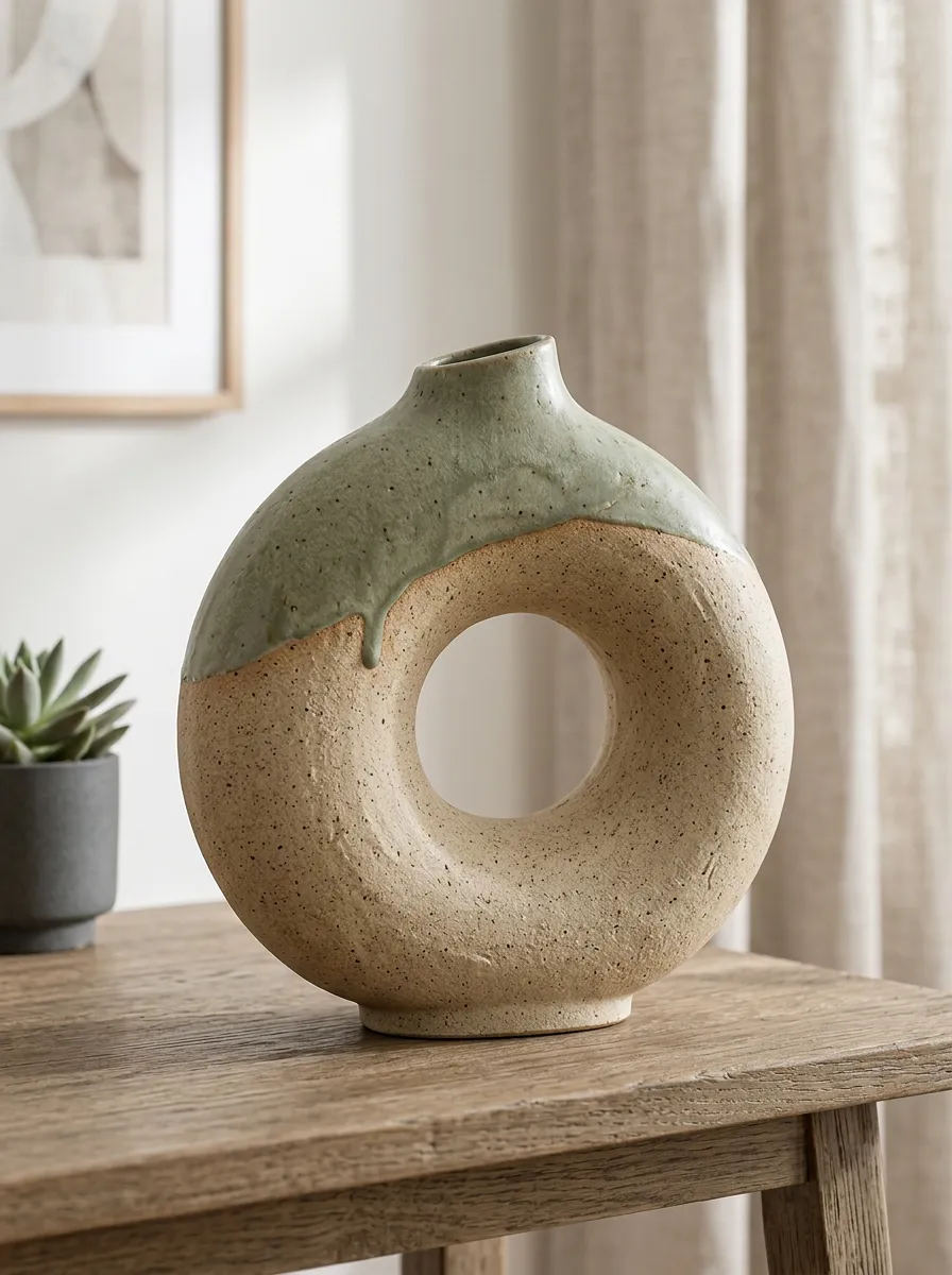 Home Decor Modern Minimalist Donut Shaped Ceramic Vase