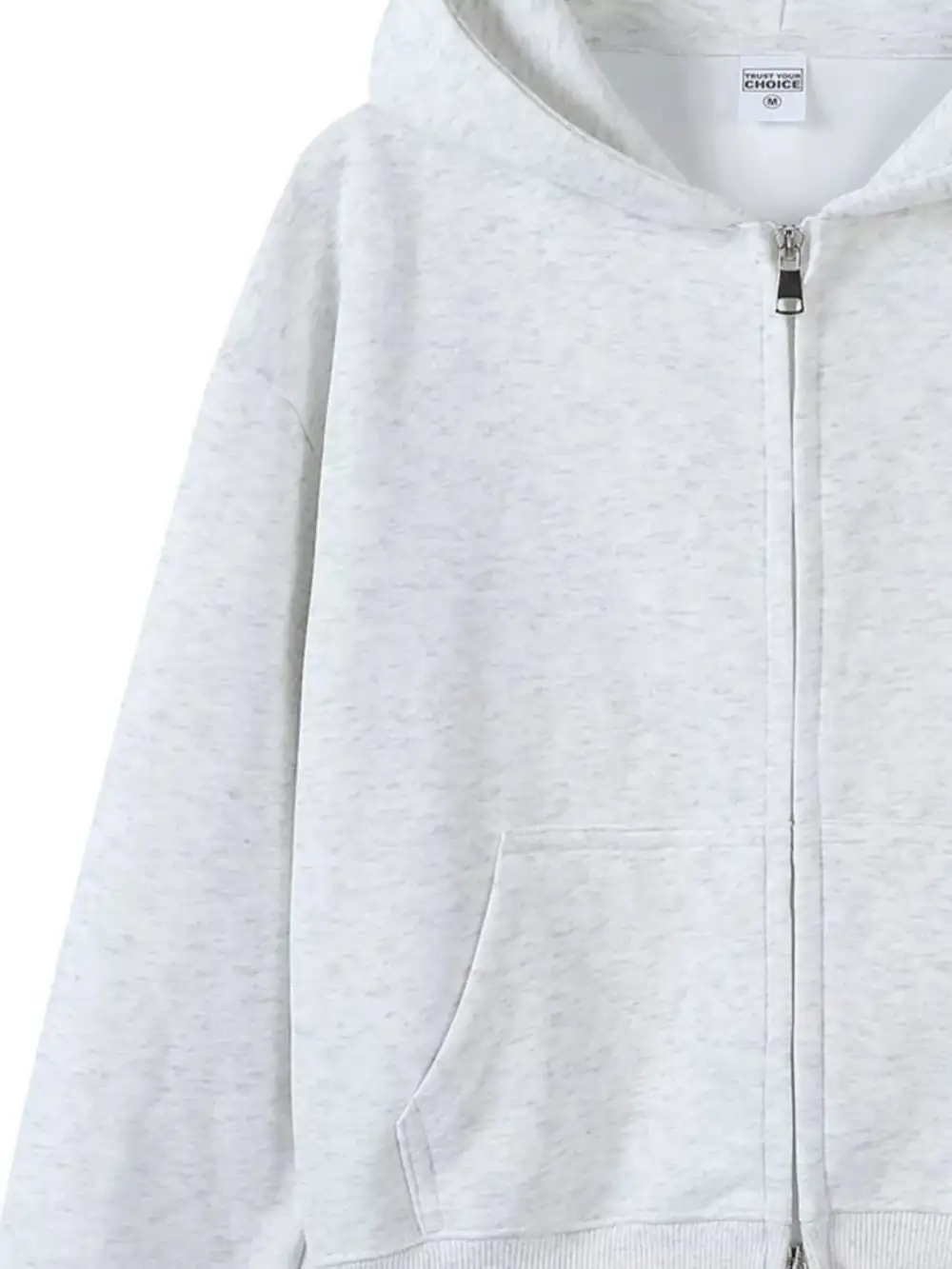 Zip-Detail Pocketed Long-Sleeve Hoodie
