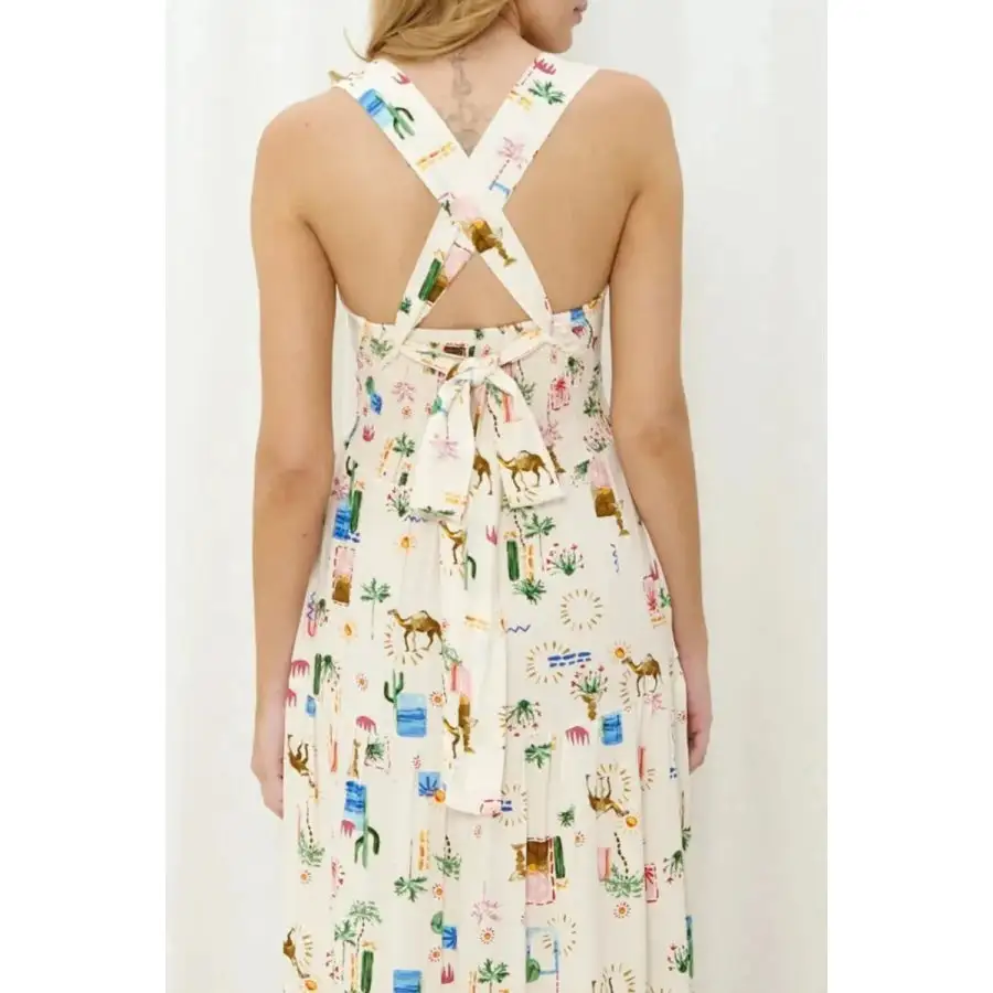 Printed Square Neck Wide Strap Maxi Dress