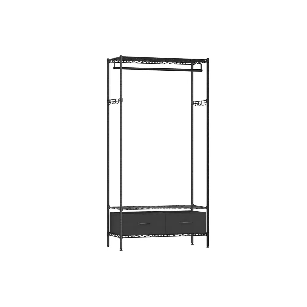 Clothes Rail With Mesh Shelf And Drawers