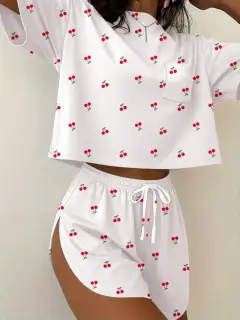 Refined Drawstring Tee and Shorts Matching Set