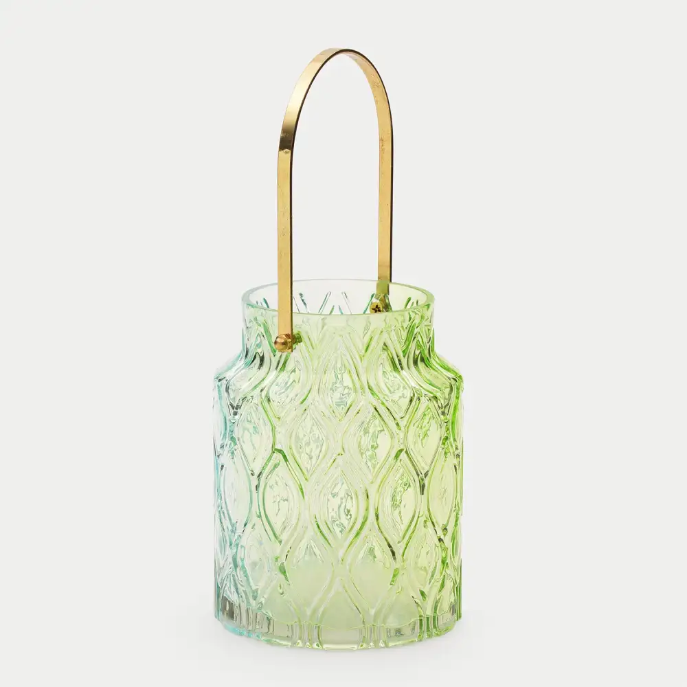 Green Blue Ombre Textured Glass Lantern
